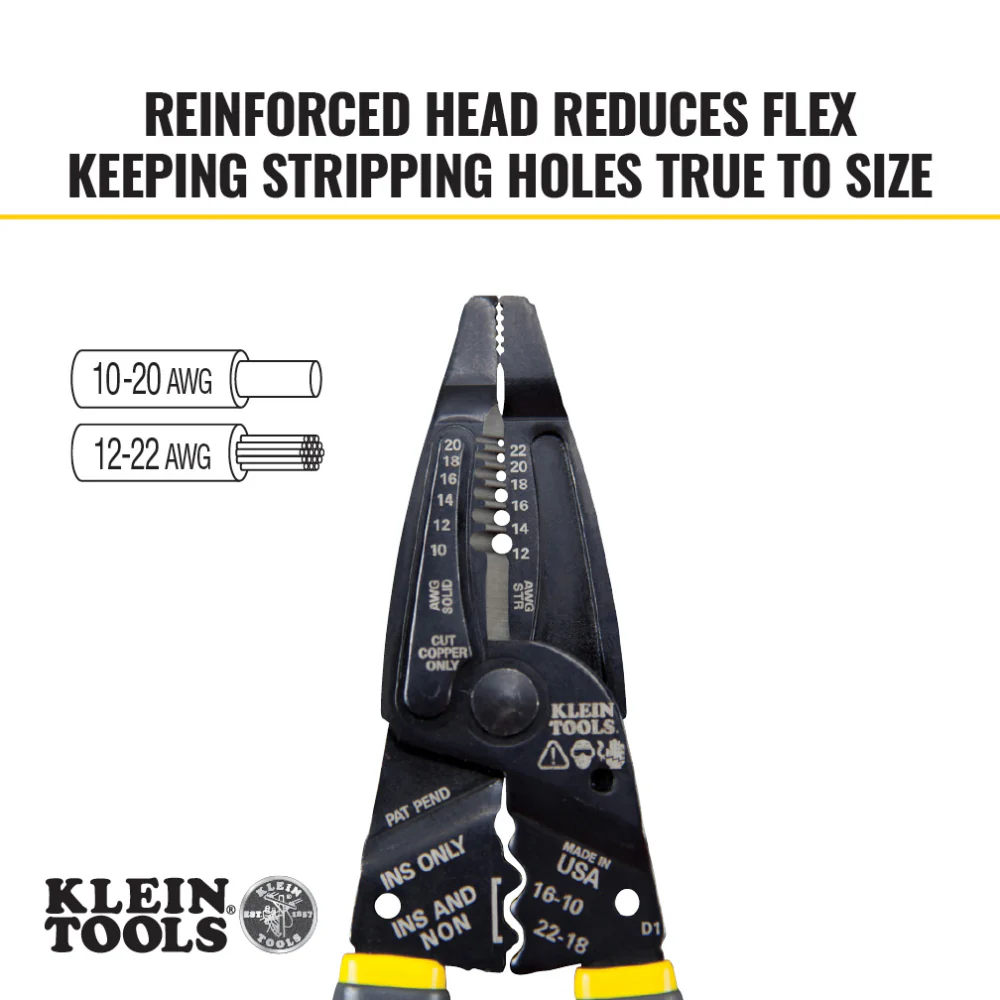 Klein Tools, 1009, Wire Stripper and Crimping Tool, Crimping Capacity 10-22 AWG, Strips 10-20 AWG Solid, 7.75 in Length - Image 4