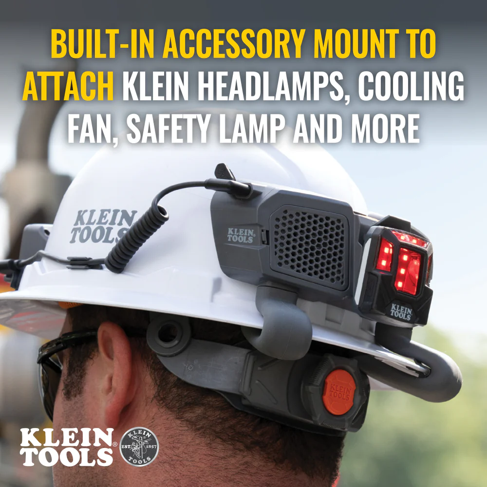 Klein Tools, 60155, Hard Hat Cooling Fan, Dual-Fan Design; Rechargeable Lithium-Ion Battery; Modular Ducts - Image 16