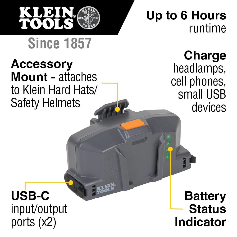 Klein Tools, 60155, Hard Hat Cooling Fan, Dual-Fan Design; Rechargeable Lithium-Ion Battery; Modular Ducts - Image 5