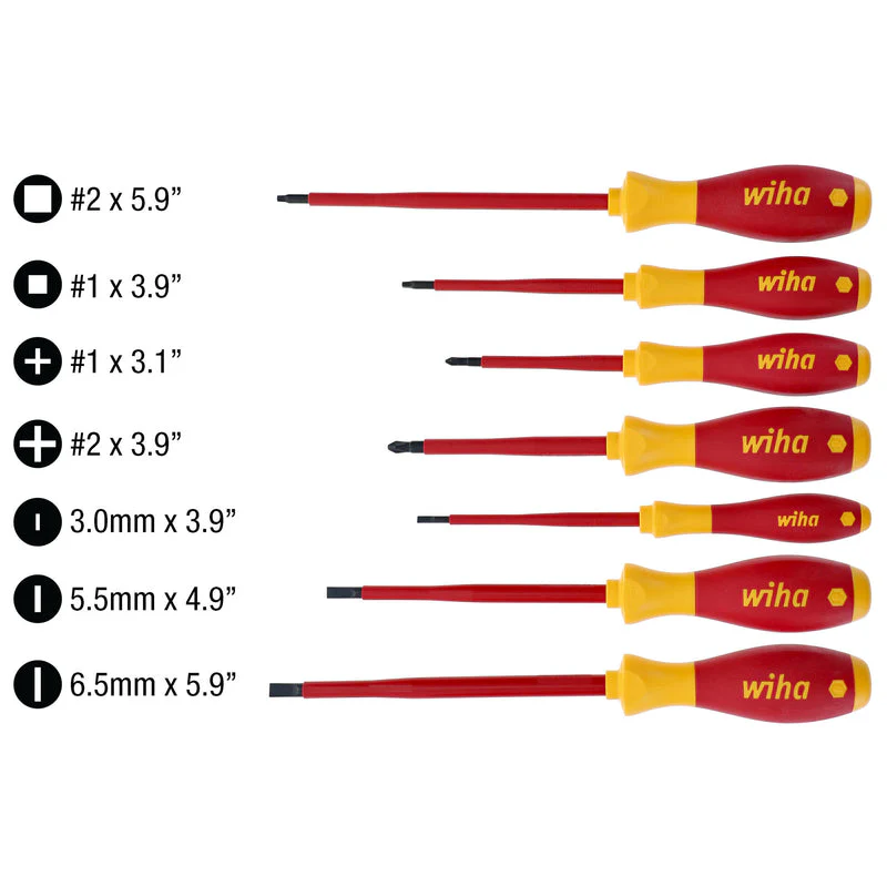 Wiha 32097 Insulated Screwdriver Set 7 Piece with Square Tips - Image 4